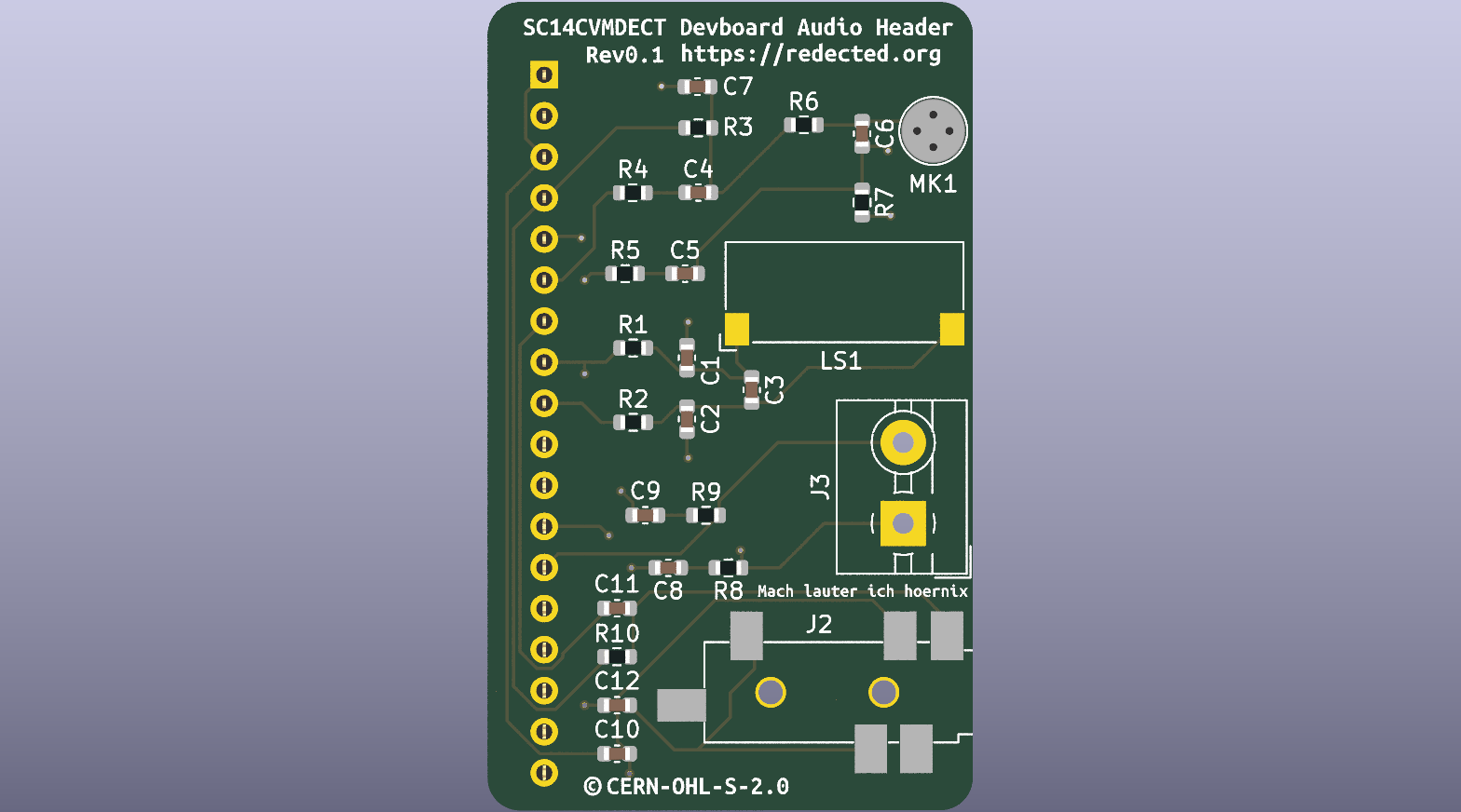SC14CVMDECT Devboard Audio Header, from the project README